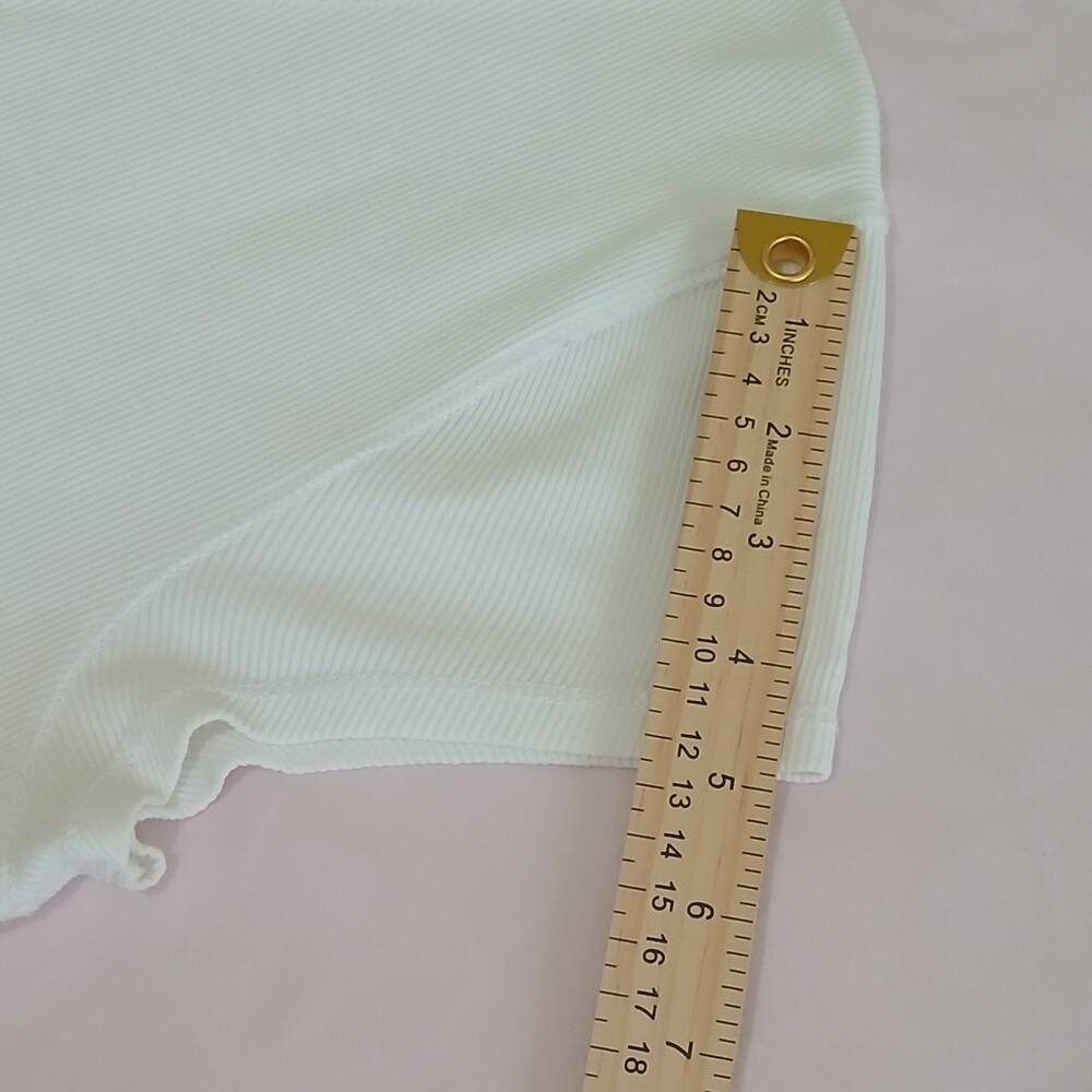 Lauren Ralph Lauren Womens XL White Ribbed Lace-Up V Neck Cotton Top Tee Tunic - Picture 13 of 13